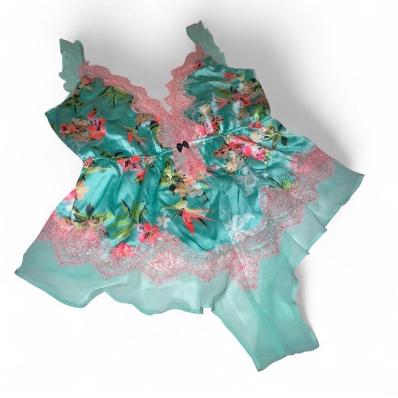 Victorias Secret Teddy Romper Y2K Tropical Print - Picture 5 of 10